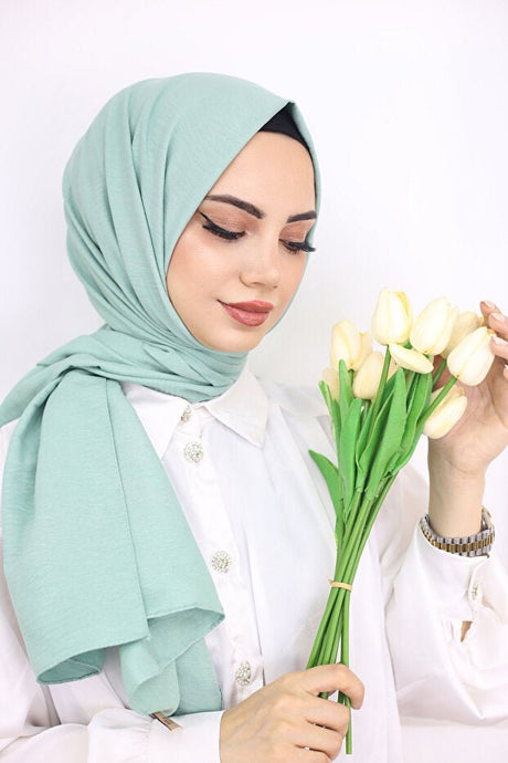 Women's Cotton Jazz Shawl - Mint Green - TryAladdin