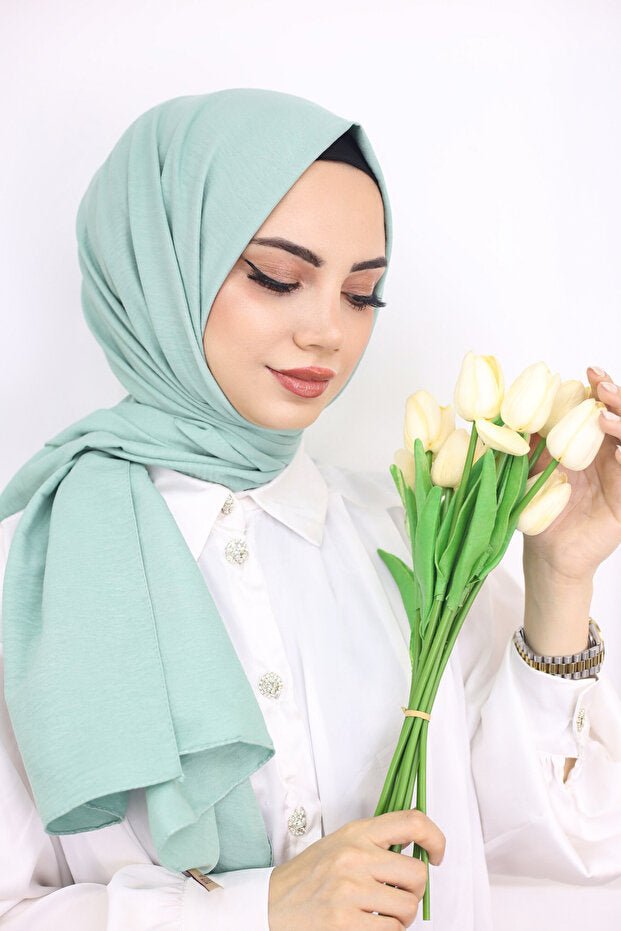 Women's Cotton Jazz Shawl - Mint Green - TryAladdin