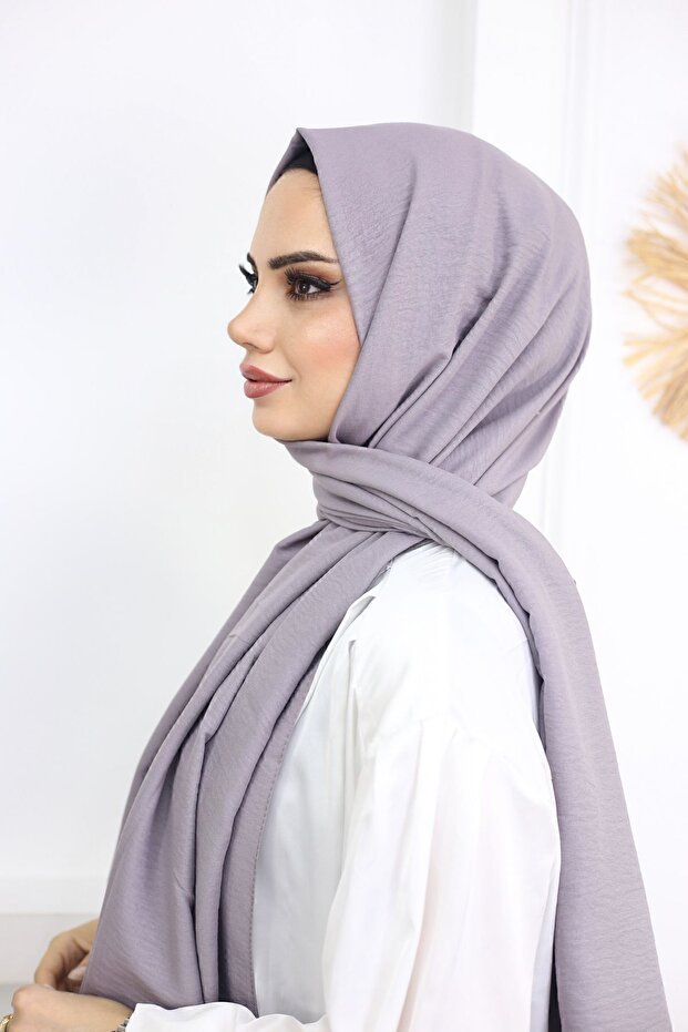 Women's Cotton Jazz Shawl - Plain Design, Smoke Grey - TryAladdin