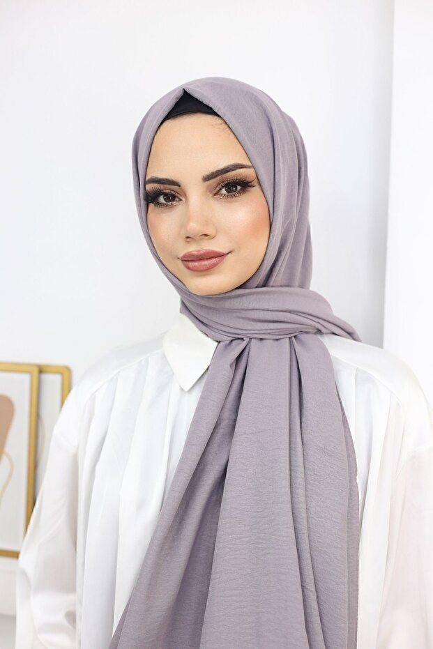 Women's Cotton Jazz Shawl - Plain Design, Smoke Grey - TryAladdin