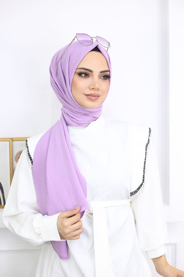 Women's Cotton Jazz Shawl - Soft Lilac - TryAladdin