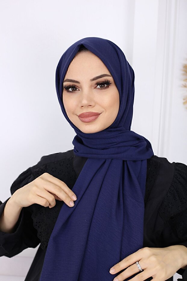 Women's Cotton Jazz Shawl - Soft Navy Blue () - TryAladdin