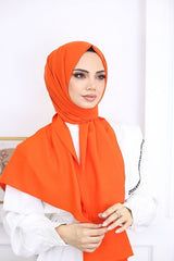 Women's Cotton Jazz Shawl - Vibrant Orange - TryAladdin