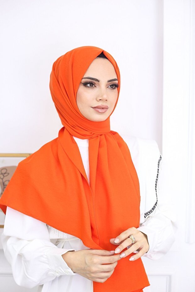 Women's Cotton Jazz Shawl - Vibrant Orange - TryAladdin