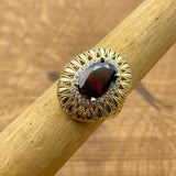 Women's Dark Ruby Stone Silver Ring