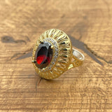 Women's Dark Ruby Stone Silver Ring