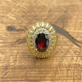 Women's Dark Ruby Stone Silver Ring