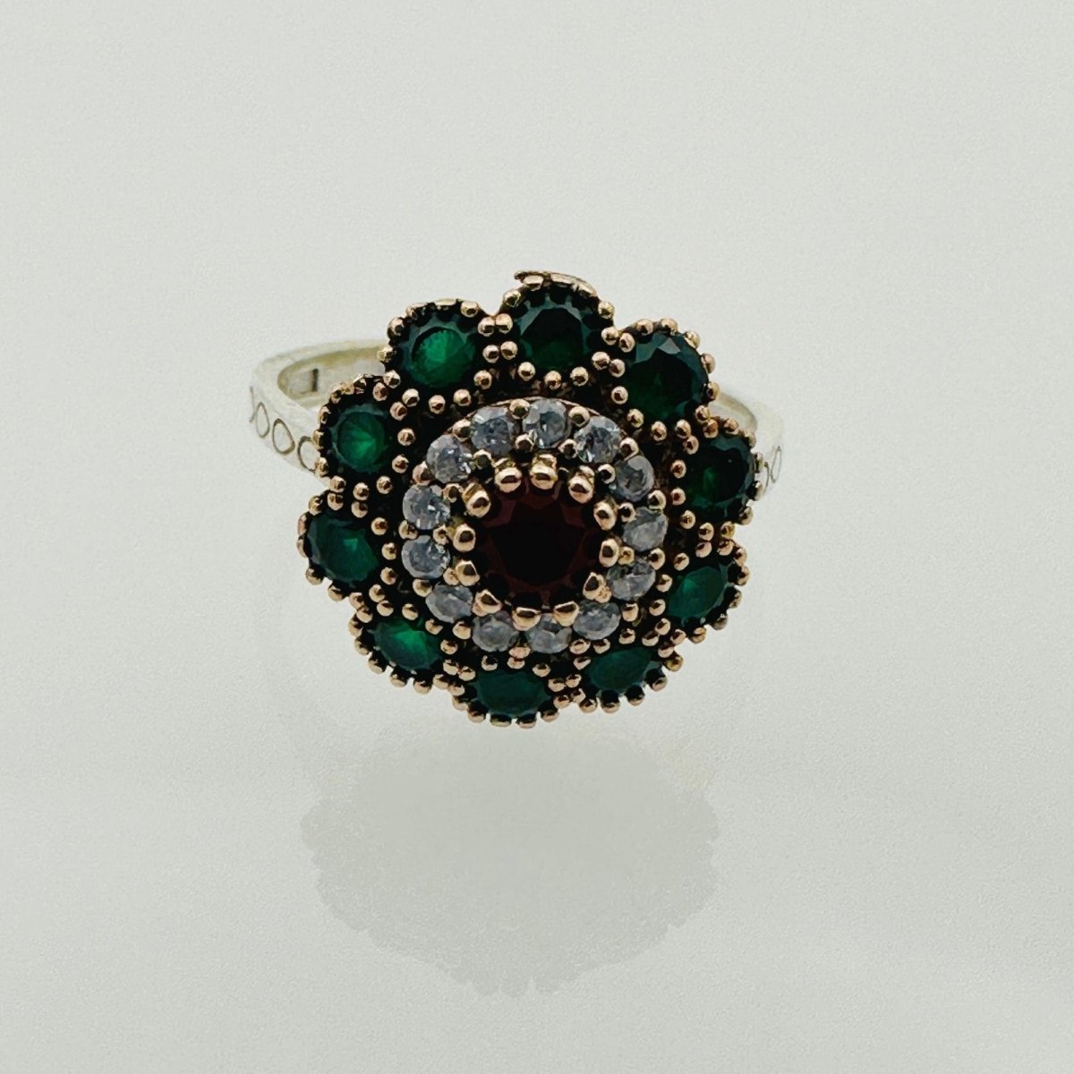 Women's Emerald Silver Ring