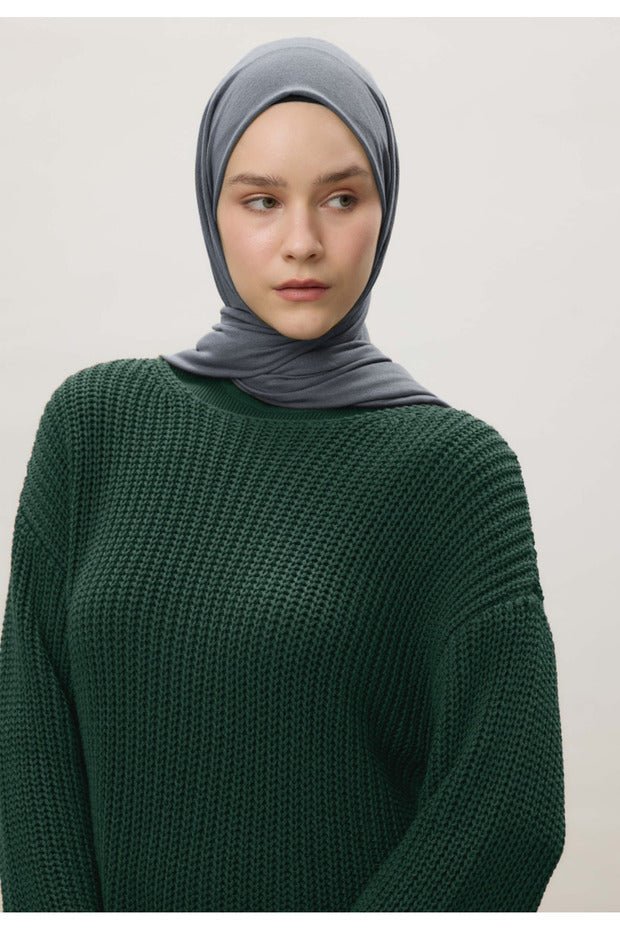 Women's Grey Viscose - Lycra Hijab Shawl - TryAladdin