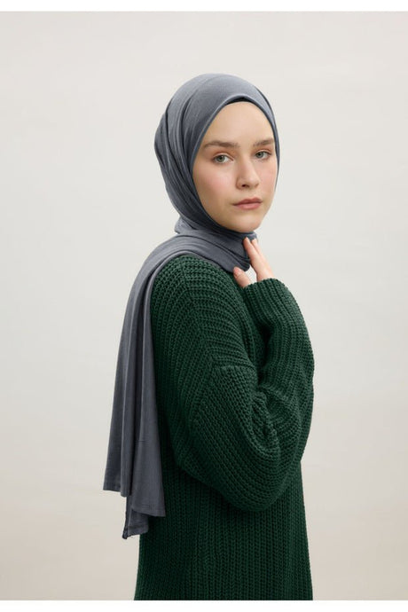 Women's Grey Viscose - Lycra Hijab Shawl - TryAladdin
