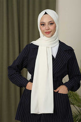 Women's Luxury Medina Silk Feel Hijab Shawl - Cream - TryAladdin