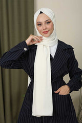 Women's Luxury Medina Silk Feel Hijab Shawl - Cream - TryAladdin