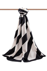 Women's Luxury Medina Silk Shawl - Black & Cream - TryAladdin