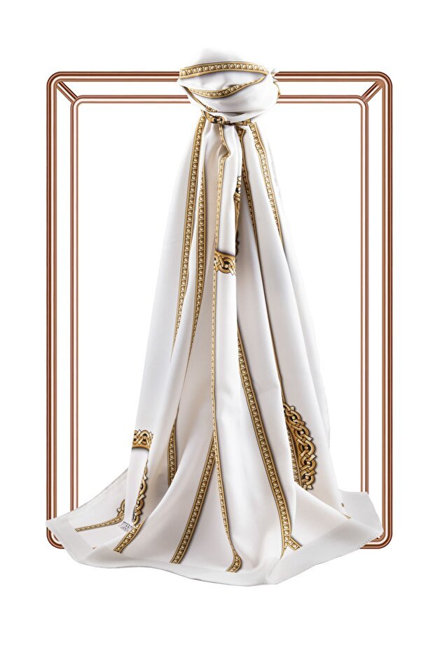 Women's Luxury Medina Silk Shawl - Cream - TryAladdin