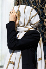 Women's Luxury Medina Silk Shawl - Cream - TryAladdin