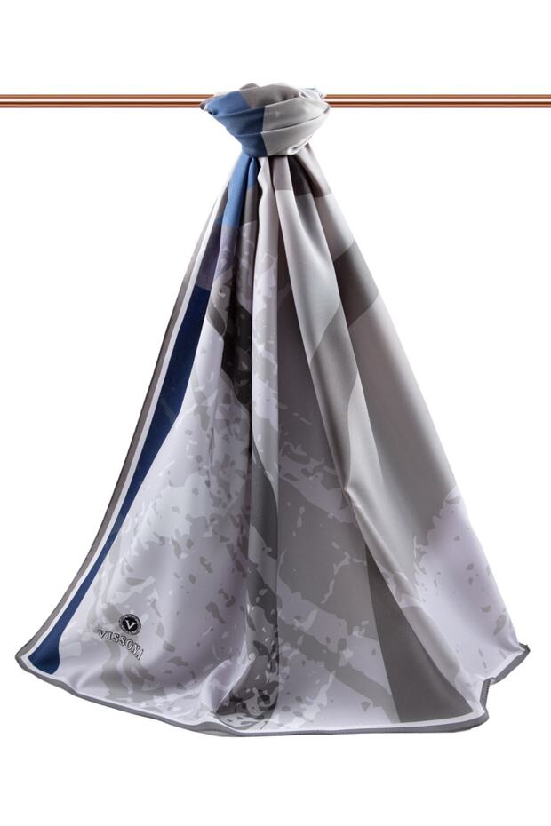 Women's Luxury Medina Silk Shawl - Grey Indigo - TryAladdin