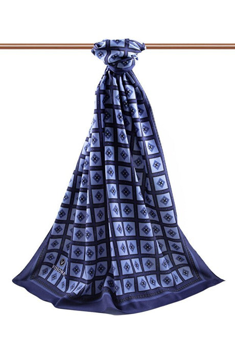 Women's Luxury Medina Silk Shawl - Navy - Indigo - TryAladdin