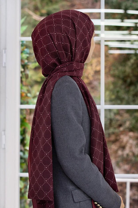 Women's Luxury Medina Silk Texture Shawl - Burgundy - TryAladdin
