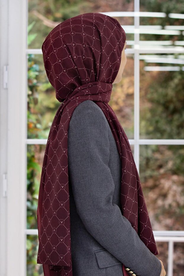 Women's Luxury Medina Silk Texture Shawl - Burgundy - TryAladdin