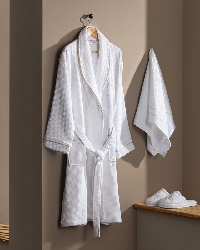 Women's Luxury Plush 100% Cotton Bathrobe Set - White - TryAladdin