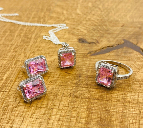 Women's Morganite Stone Jewelry Set