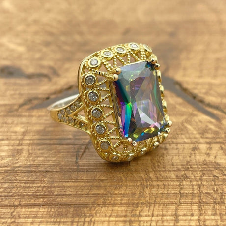 Women's Mystic Topaz Silver Ring - TryAladdin