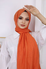 Women's Orange Bamboo Crinkle Shawl - Soft & Stylish - TryAladdin