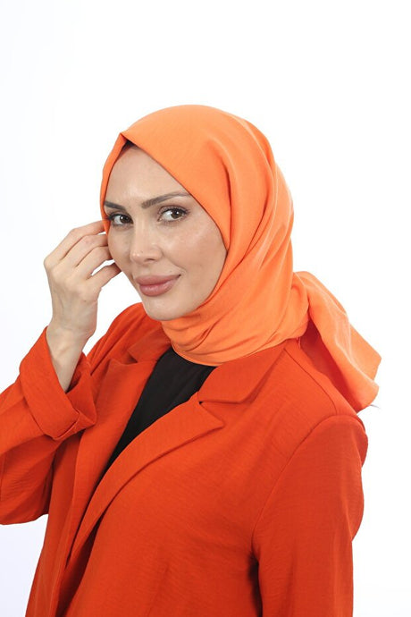 Women's Orange Cotton Crinkle Jazz Shawl - TryAladdin