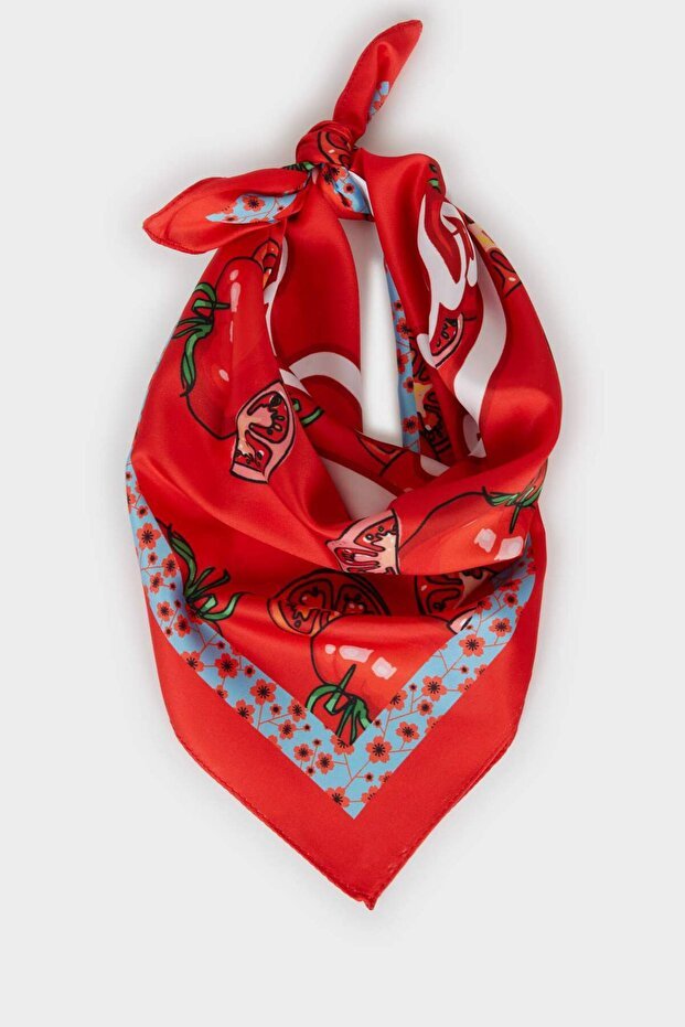 Women's Patterned Voile Scarf - Tomato Print - TryAladdin