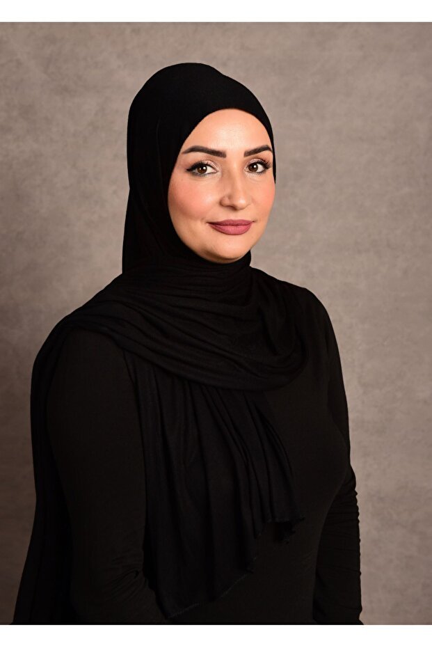 Women's Plain Black Jersey Shawl - TryAladdin