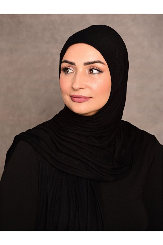 Women's Plain Black Jersey Shawl - TryAladdin