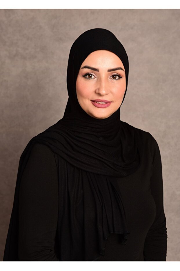 Women's Plain Black Jersey Shawl - TryAladdin