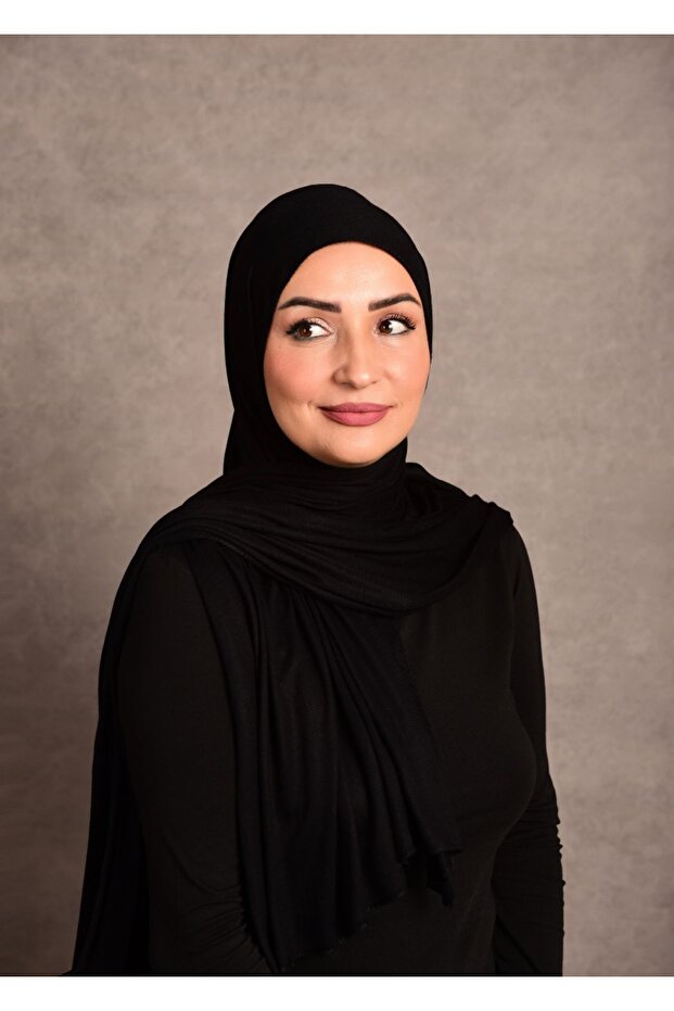 Women's Plain Black Jersey Shawl - TryAladdin