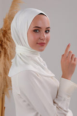 Women's Practical Snap - Button Sandy Hijab Fular - Ecru - TryAladdin