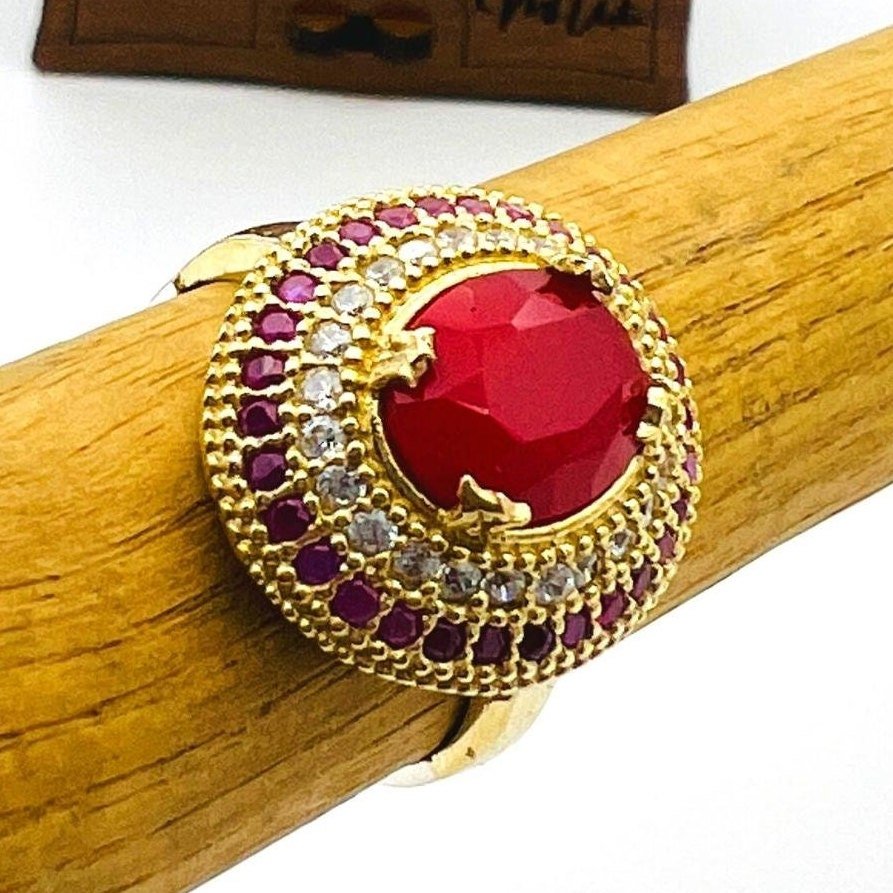 Women's Red Tourmaline Oval Stone Ring