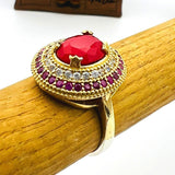 Women's Red Tourmaline Oval Stone Ring