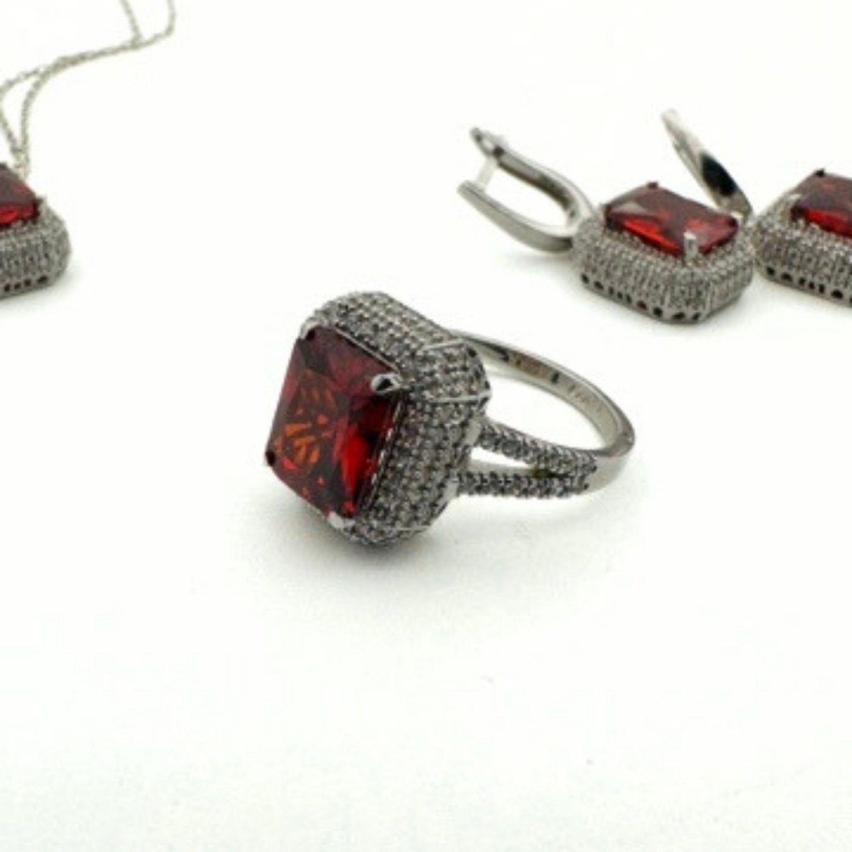 Women's Ruby Silver Set