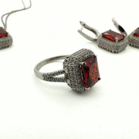 Women's Ruby Silver Set