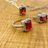 Women's Ruby Stone Jewelry Set