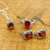 Women's Ruby Stone Jewelry Set