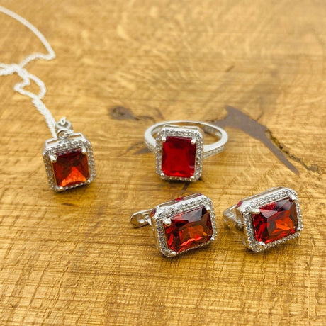 Women's Ruby Stone Jewelry Set