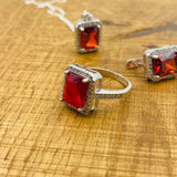 Women's Ruby Stone Jewelry Set