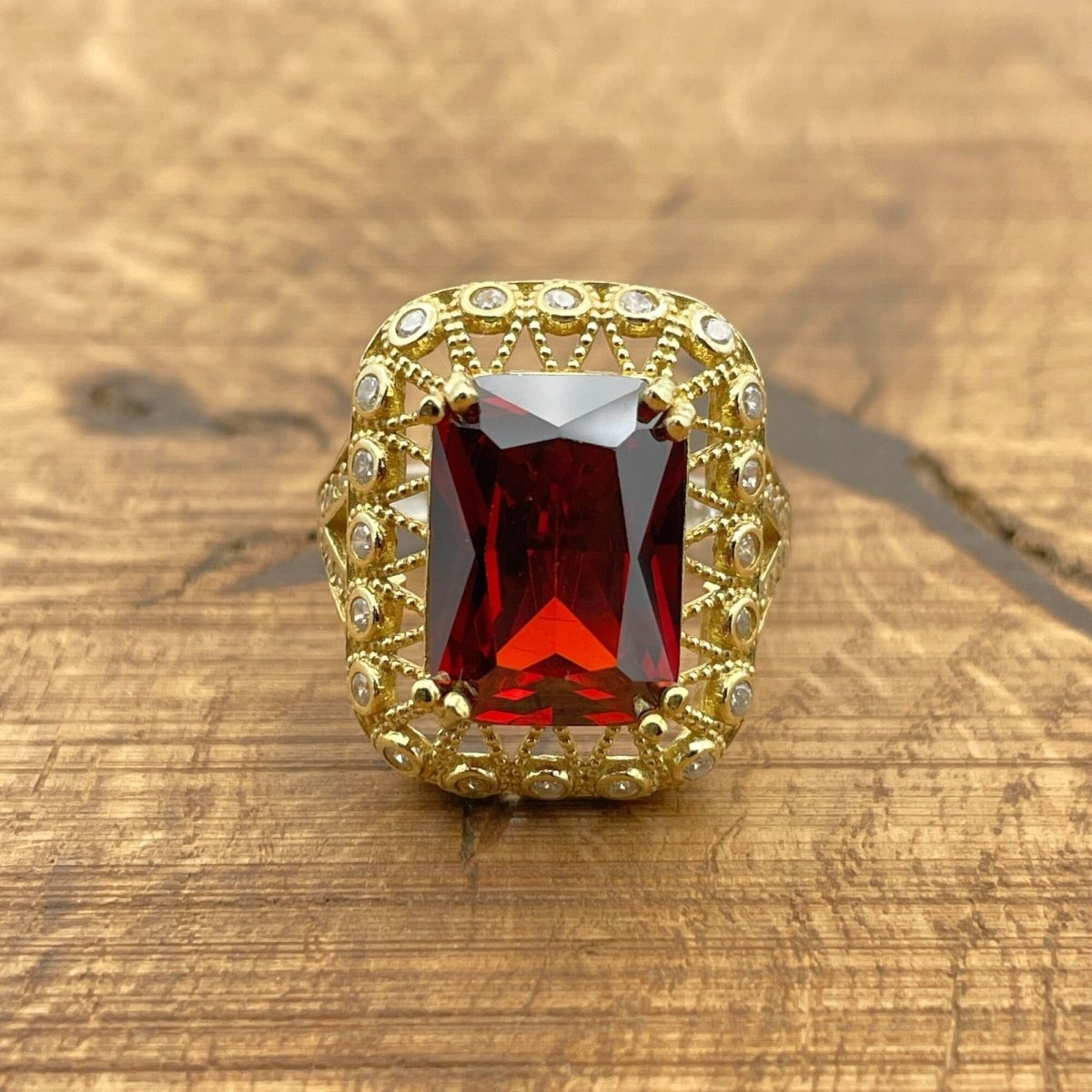 Women's Ruby Stone Silver Ring