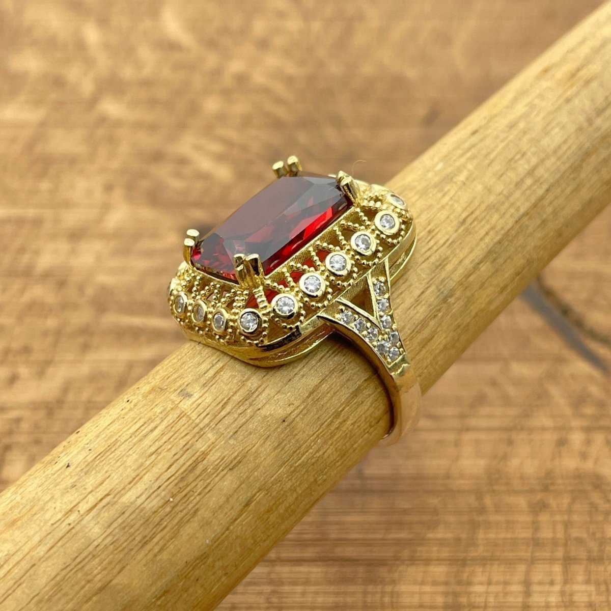 Women's Ruby Stone Silver Ring