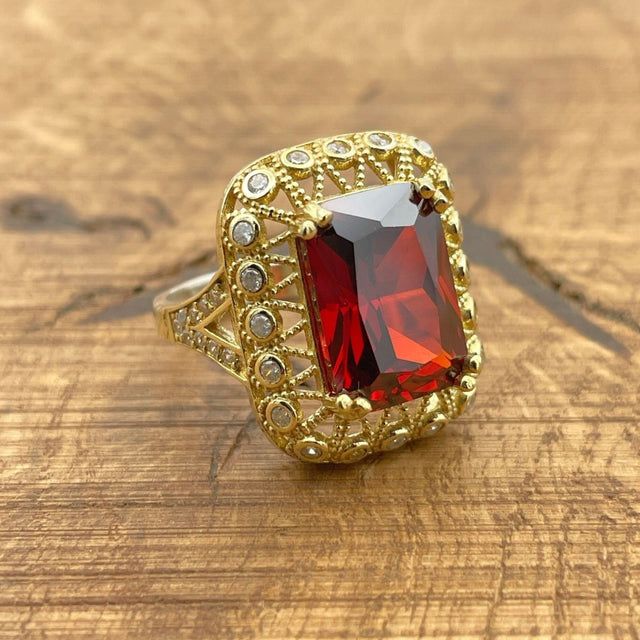 Women's Ruby Stone Silver Ring