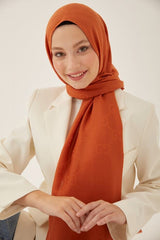 Women's Silky Cotton Jacquard G Pattern Hijab Shawl - Orange - TryAladdin