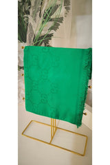 Women's Silky Cotton Jacquard G Pattern Shawl - Benetton Green - TryAladdin