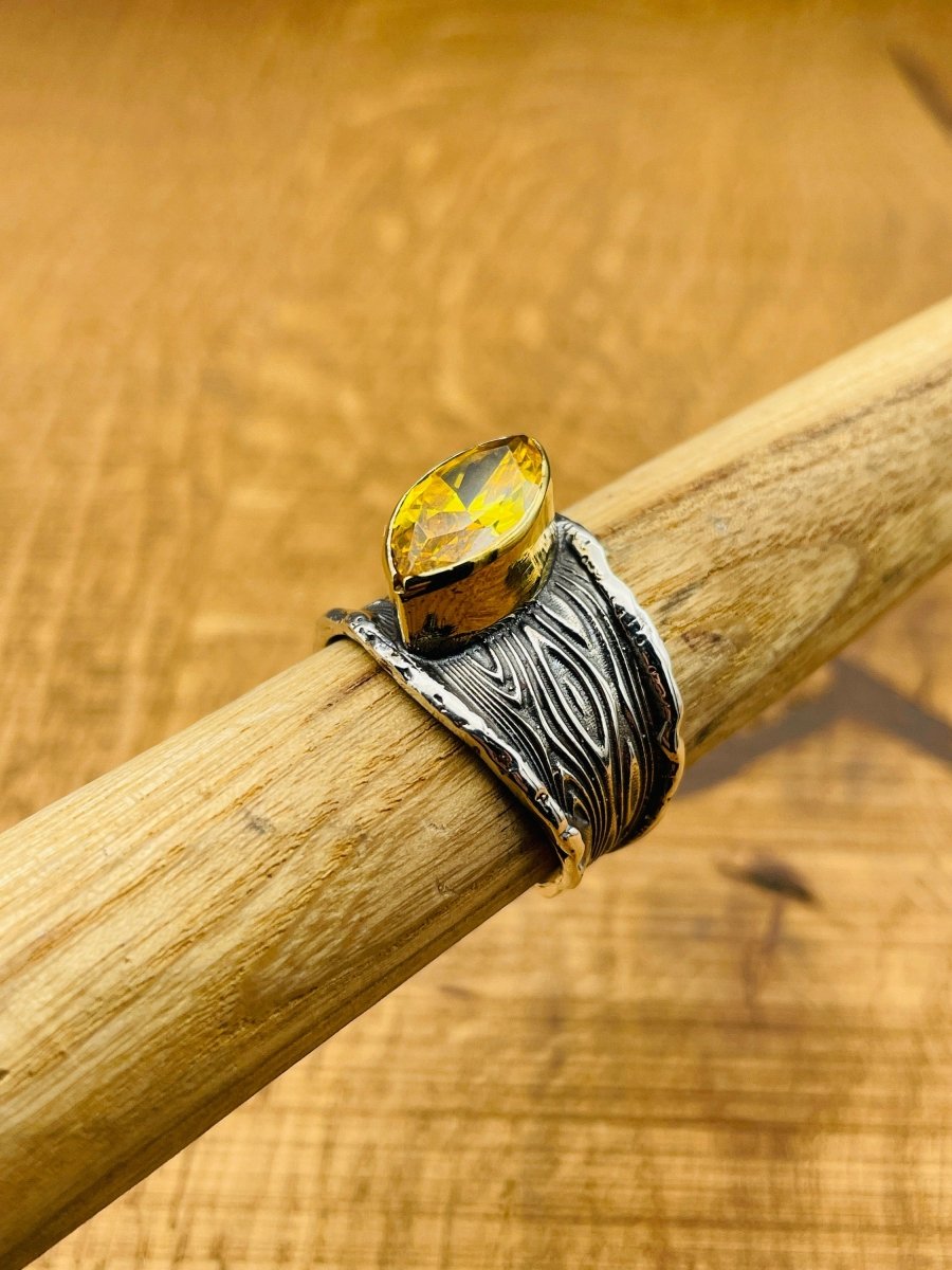 Women's Yellow Stone Silver Ring