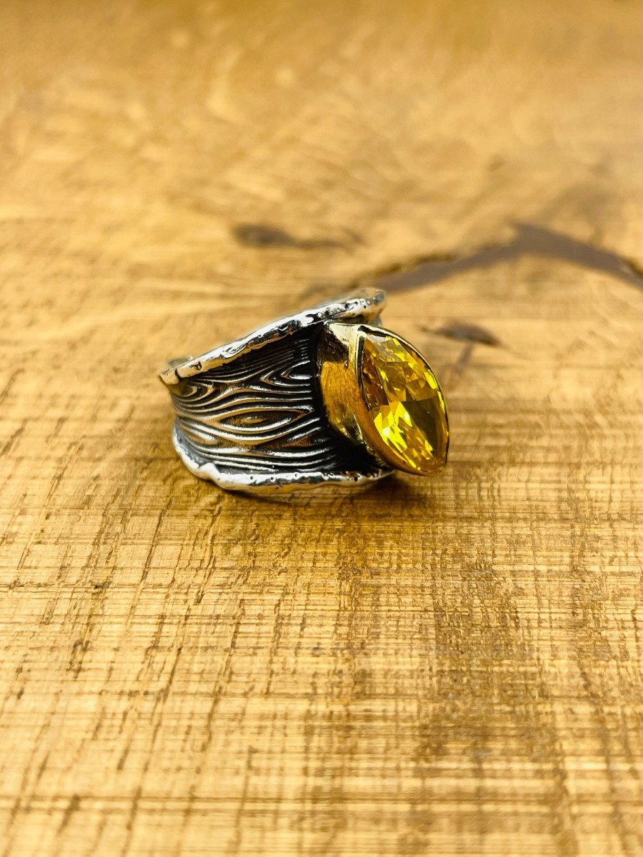 Women's Yellow Stone Silver Ring