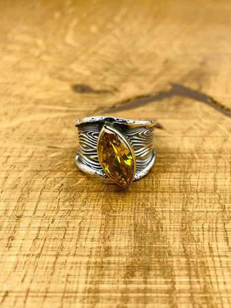 Women's Yellow Stone Silver Ring